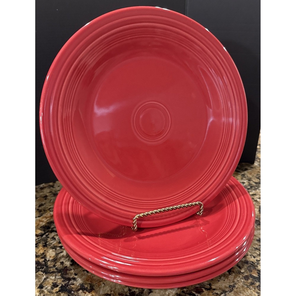 Fiestaware Fiesta Scarlet Red Dinner Plate Plates 10 Inch HLC USA Set Of 4